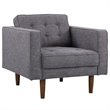 Armen Living Element Modern Linen Fabric & Wood Chair in Dark Gray/Walnut