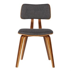 Armen Living Jaguar Modern Wood & Fabric Dining Chair in Walnut/Charcoal