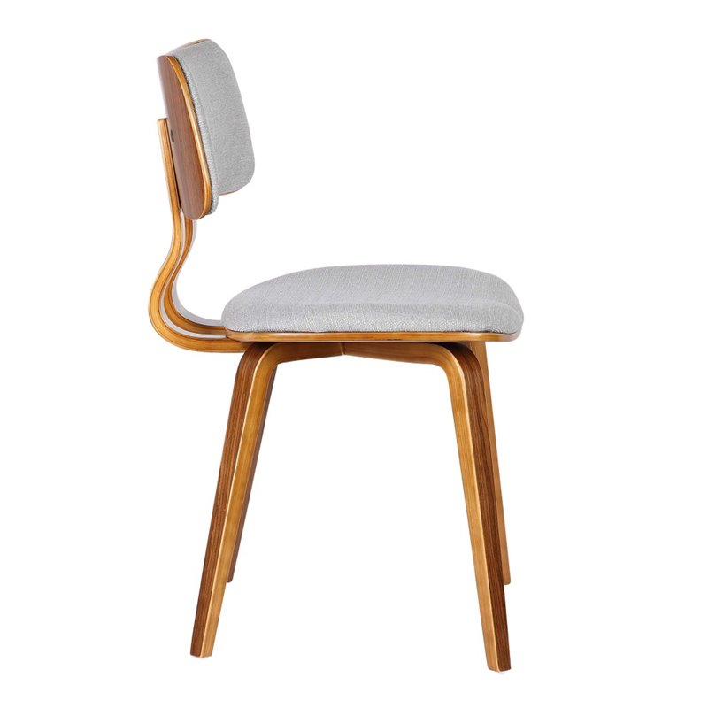 Armen Living Jaguar Modern Fabric Dining Chair in Walnut Wood and Gray