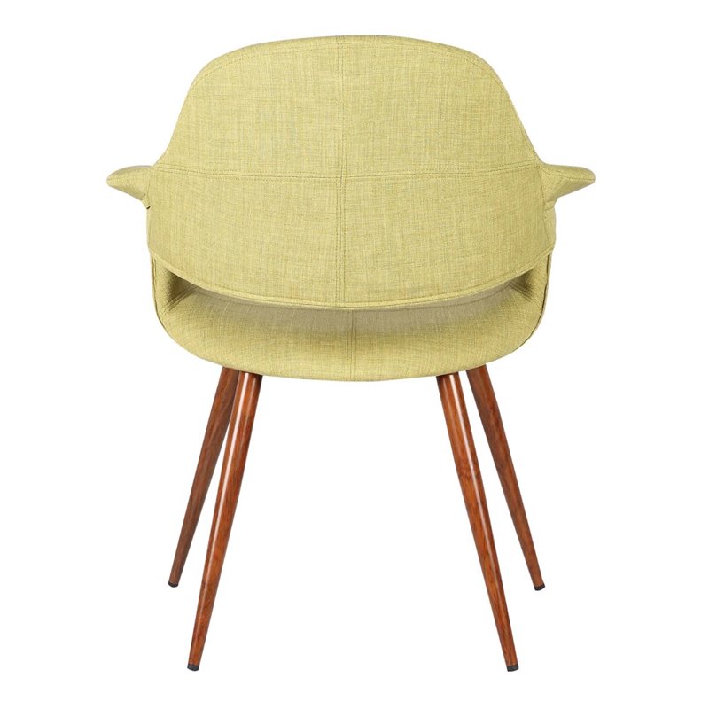 Armen Living Phoebe Modern Fabric Dining Chair in Walnut Wood and Green