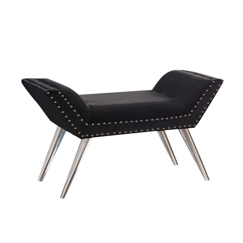 Armen Living Silas Contemporary Velvet Upholstered Bench in Black