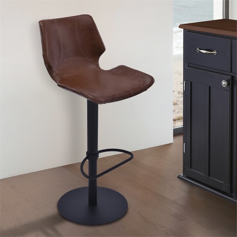 Armen Living Zuma Metal Adjustable Swivel Bar Stool in Vintage Coffee