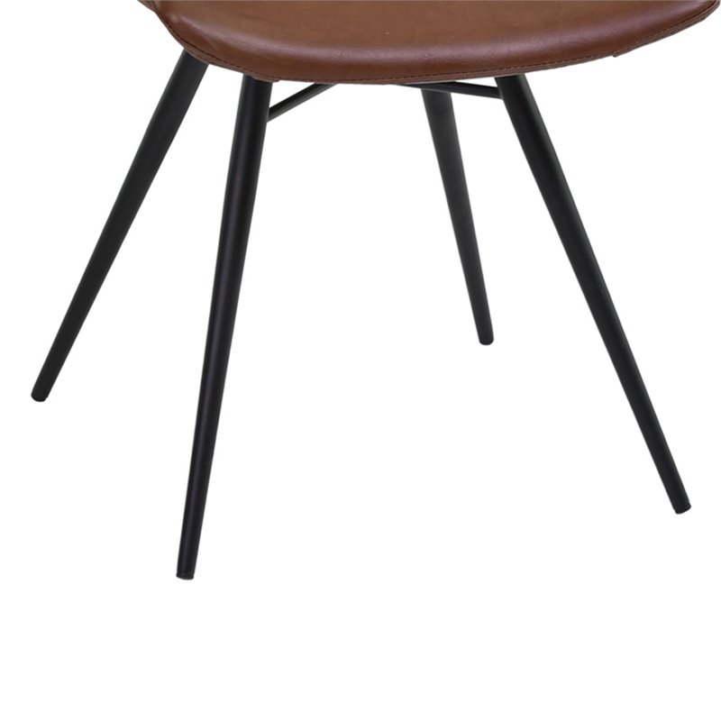 Armen Living Zurich Faux Leather/Metal Dining Chair in Vintage Coffee (Set of 2)