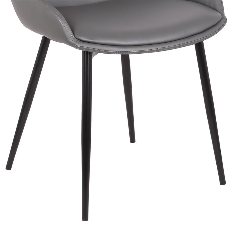 Armen Living Mia Modern Faux Leather Dining Chair in Black/Gray