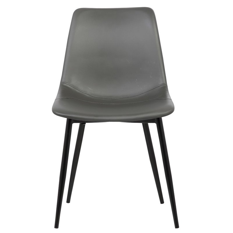 Armen Living Monte Modern Faux Leather Dining Side Chair in Black/Gray