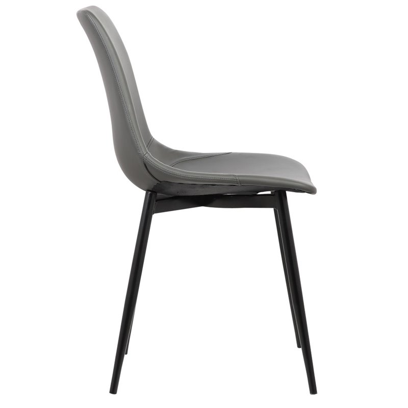 Armen Living Monte Modern Faux Leather Dining Side Chair in Black/Gray