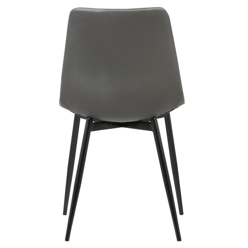 Armen Living Monte Modern Faux Leather Dining Side Chair in Black/Gray