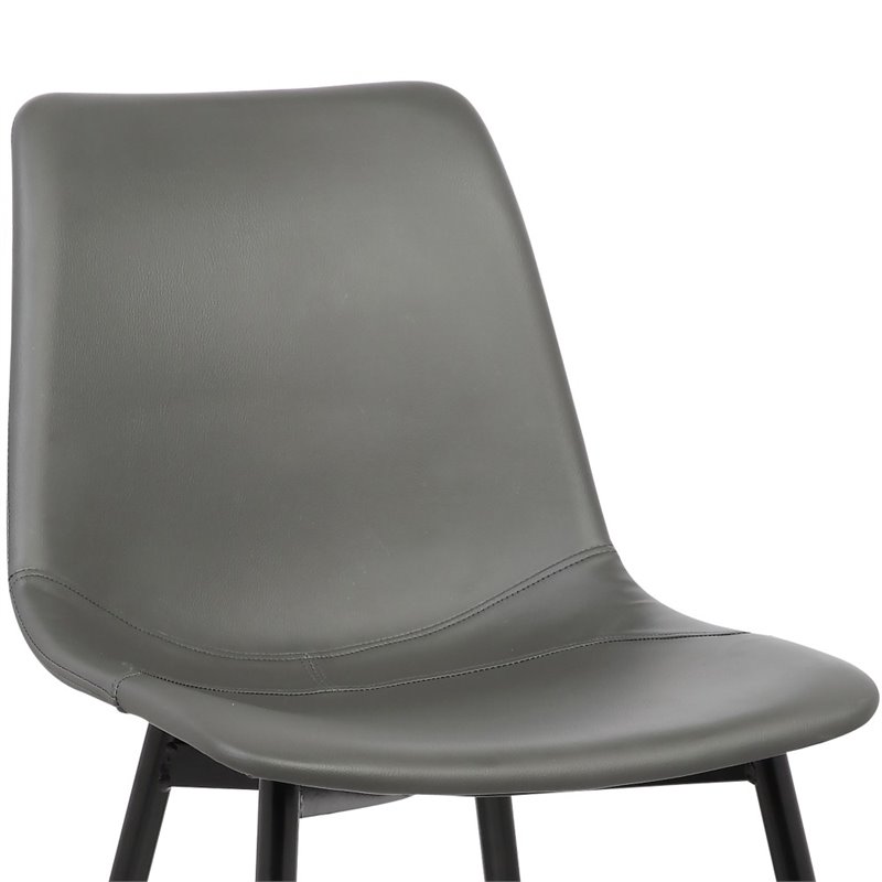 Armen Living Monte Modern Faux Leather Dining Side Chair in Black/Gray