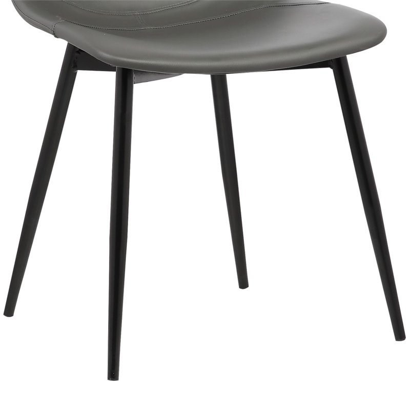 Armen Living Monte Modern Faux Leather Dining Side Chair in Black/Gray