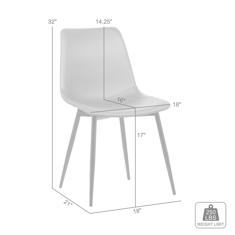 Armen Living Monte Modern Faux Leather Dining Side Chair in Black/Gray