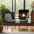 Armen Living Monte Modern Faux Leather Dining Side Chair in Black/Gray