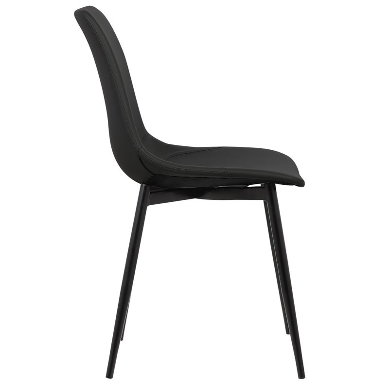 Armen Living Monte Modern Faux Leather Dining Side Chair in Black