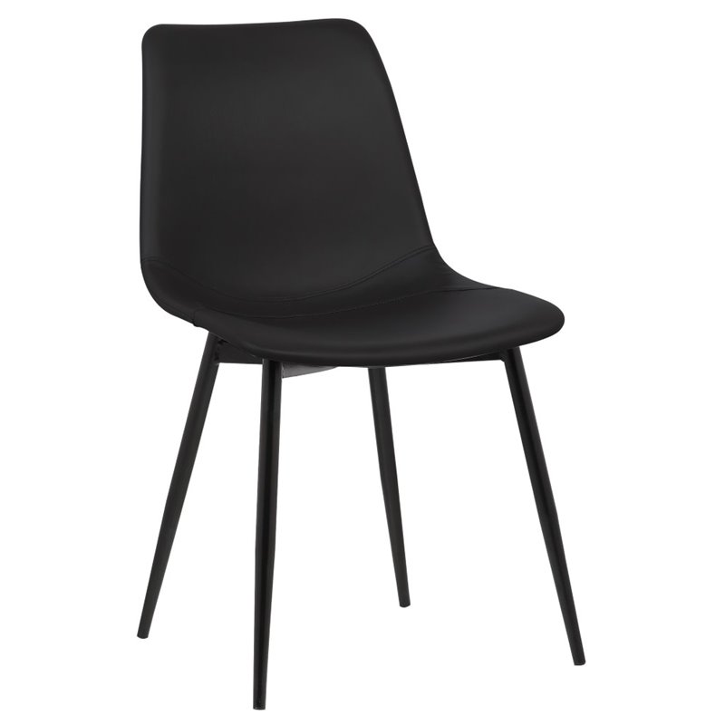 Armen Living Monte Modern Faux Leather Dining Side Chair in Black