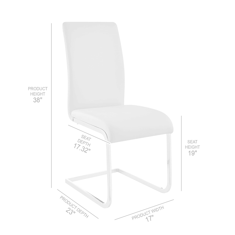 Armen Living Bravo Modern Faux Leather & Metal Dining Chair in Gray (Set of 2)