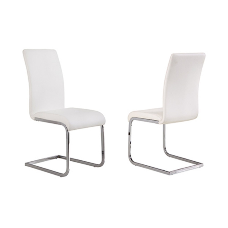 Armen Living Bravo Modern Faux Leather & Metal Dining Chair in Gray (Set of 2)