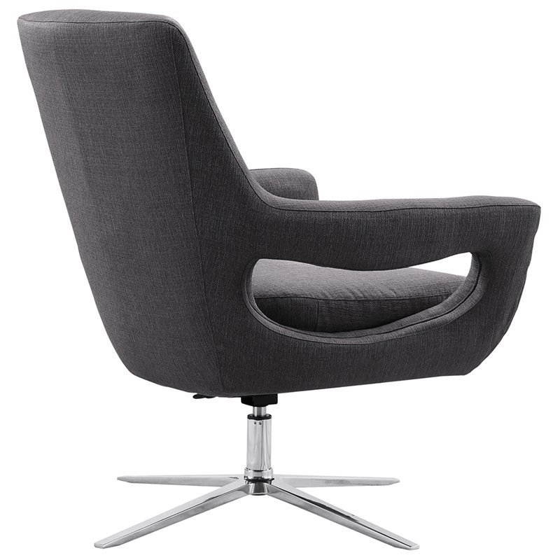 Armen Living Quinn Modern Stainless Steel Swivel Accent Chair in Gray