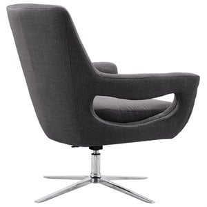 Armen Living Quinn Modern Stainless Steel Swivel Accent Chair in Gray