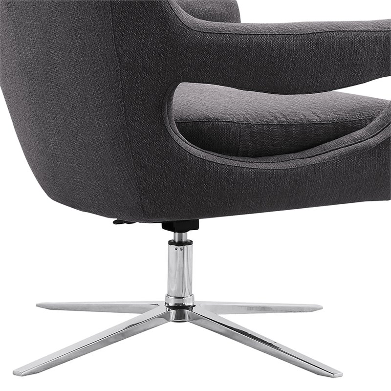 Armen Living Quinn Modern Stainless Steel Swivel Accent Chair in Gray