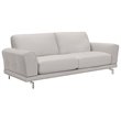Armen Living Everly Modern Leather Sofa in Dove Gray and Brushed Silver
