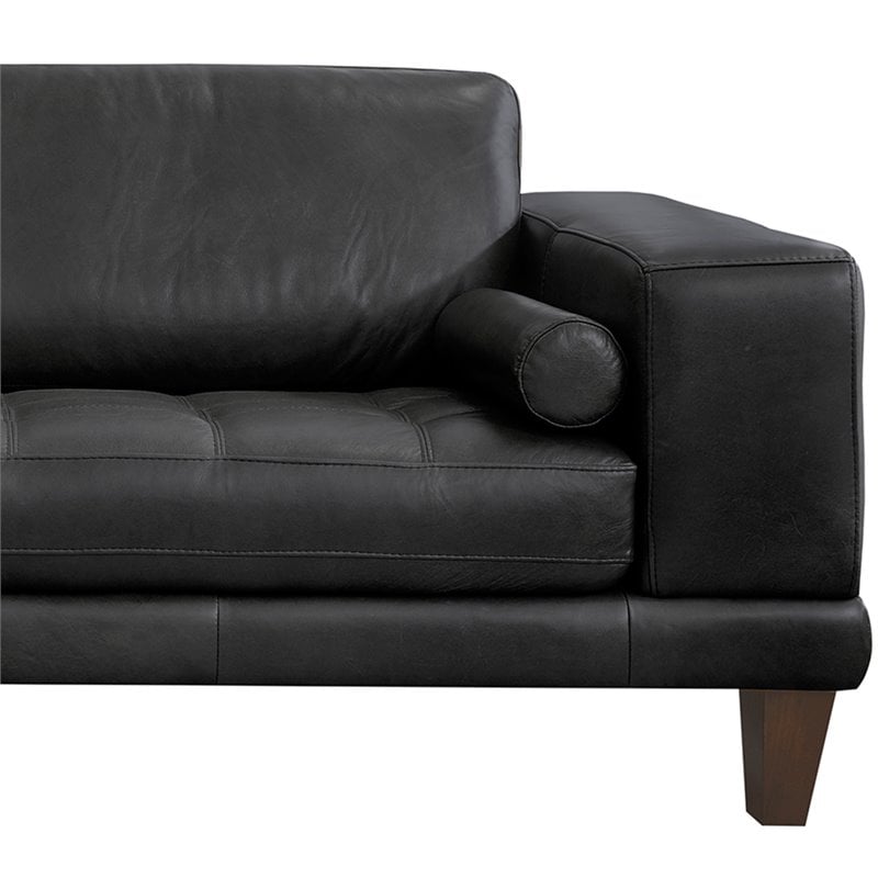 Armen Living Wynne Modern Leather Upholstered Sofa in Black and Brown
