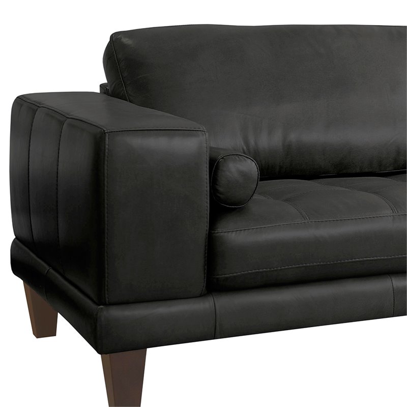 Armen Living Wynne Modern Leather Upholstered Sofa in Black and Brown