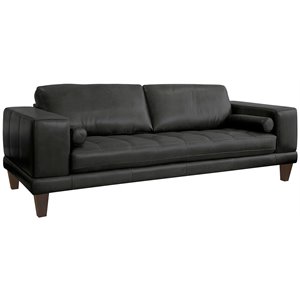 Armen Living Wynne Modern Leather Upholstered Sofa in Black and Brown