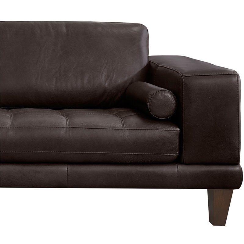 Armen Living Wynne Upholstered Modern Leather Sofa in Espresso