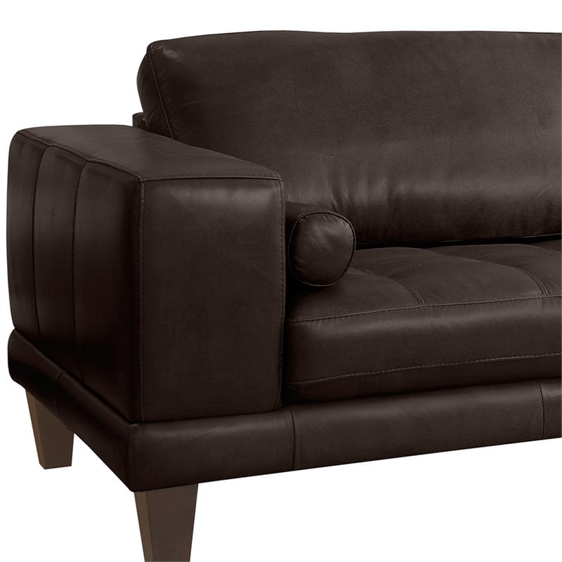 Armen Living Wynne Upholstered Modern Leather Sofa in Espresso