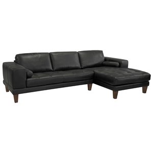 Armen Living Wynne Modern Leather Right Facing Sectional in Black and Brown