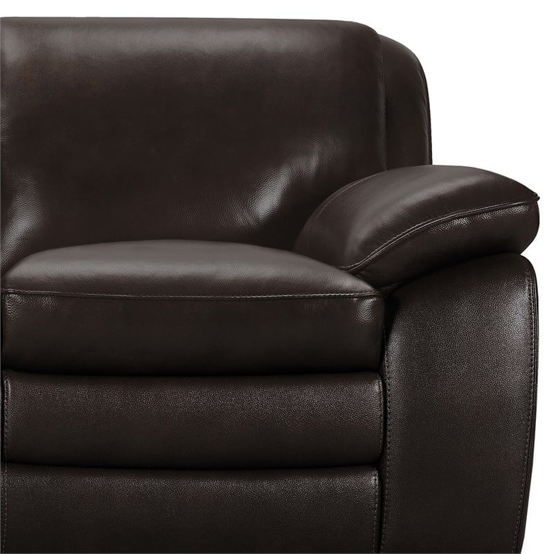 Armen Living Zanna Upholstered Modern Leather Sofa in Dark Brown