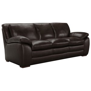 Armen Living Zanna Upholstered Modern Leather Sofa in Dark Brown