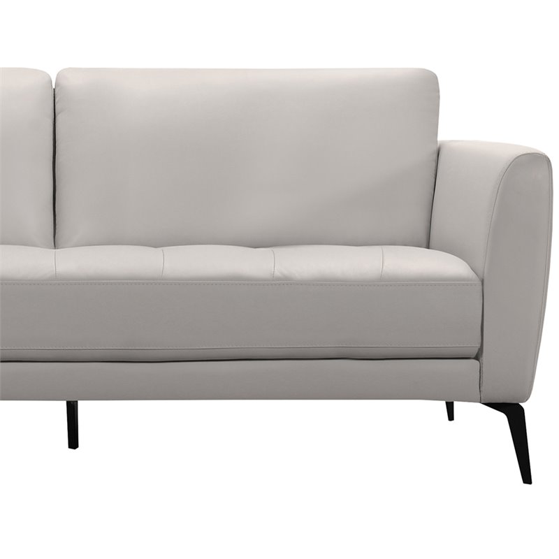 Armen Living Hope Modern Leather Sofa in Dove Gray and Black