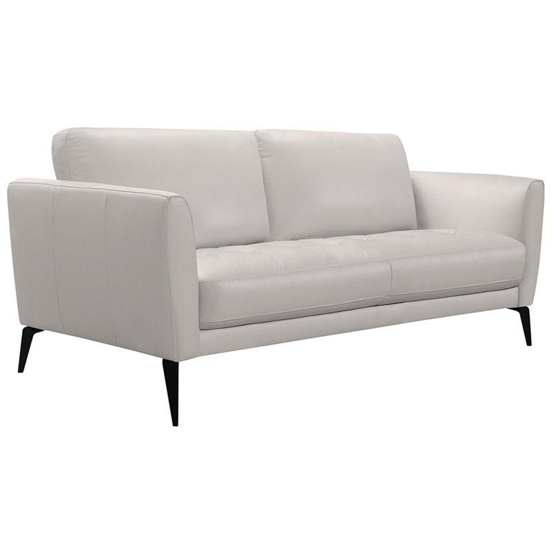 Armen Living Hope Modern Leather Sofa in Dove Gray and Black