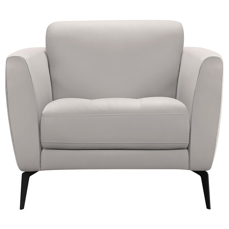 Armen Living Hope Modern Leather Accent Chair in Dove Gray and Black