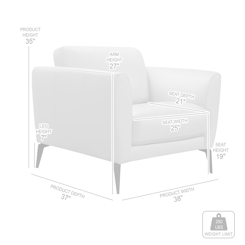 Armen Living Hope Modern Leather Accent Chair in Dove Gray and Black
