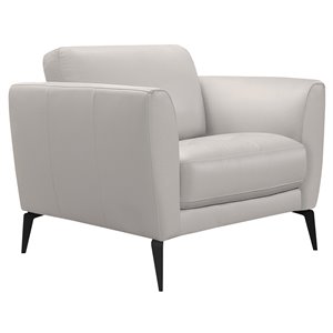 Armen Living Hope Modern Leather Accent Chair in Dove Gray and Black