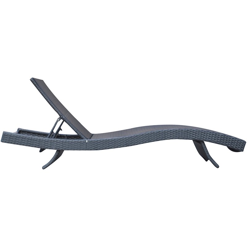 Armen Living Cabana Modern Wicker / Rattan Patio Chaise Lounge in Black