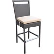 Armen Living Tropez 5-Piece Aluminum Patio Pub Set in Black Frame/Beige Cushions