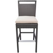 Armen Living Tropez 5-Piece Aluminum Patio Pub Set in Black Frame/Beige Cushions