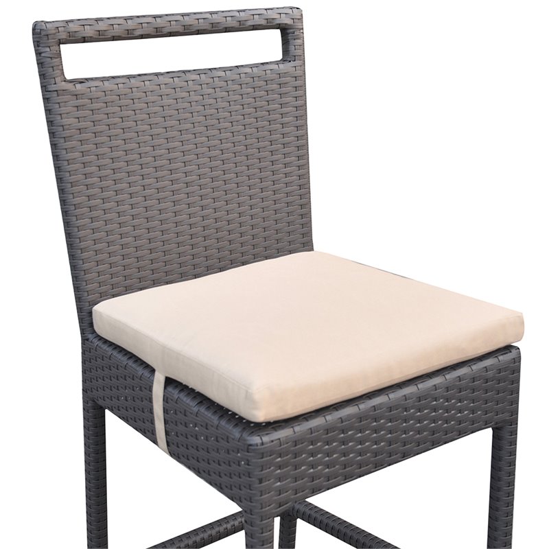 Armen Living Tropez 5-Piece Aluminum Patio Pub Set in Black Frame/Beige Cushions