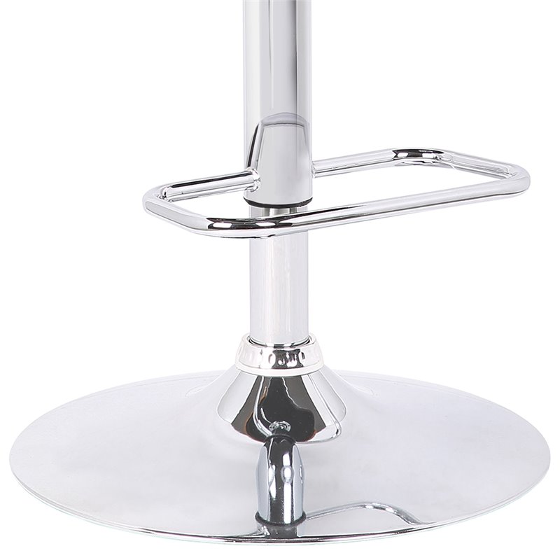 Armen Living London Adjustable Faux Leather & Metal Bar Stool in Gray/Chrome