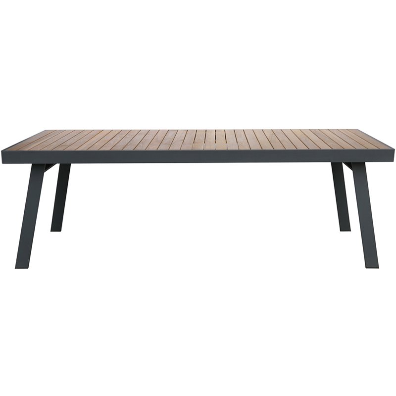 Armen Living Nofi Modern Teak Wood & Metal Dining Table in Brown/Charcoal