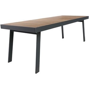 Armen Living Nofi Modern Teak Wood & Metal Dining Table in Brown/Charcoal