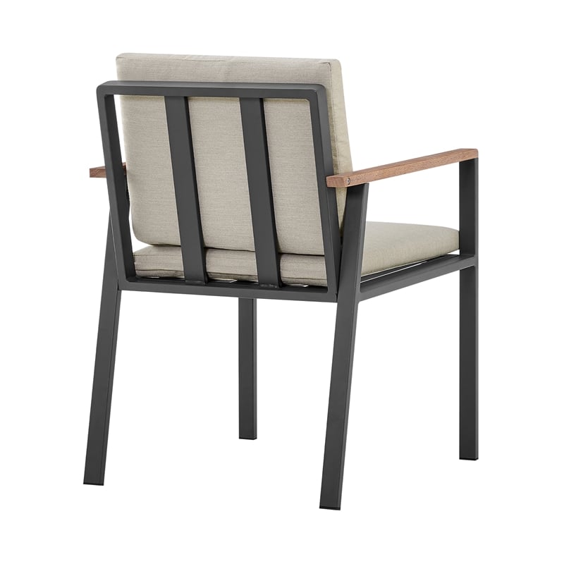 Armen Living Nofi 9-Piece Aluminum & Fabric Patio Dining Set in Taupe/Charcoal