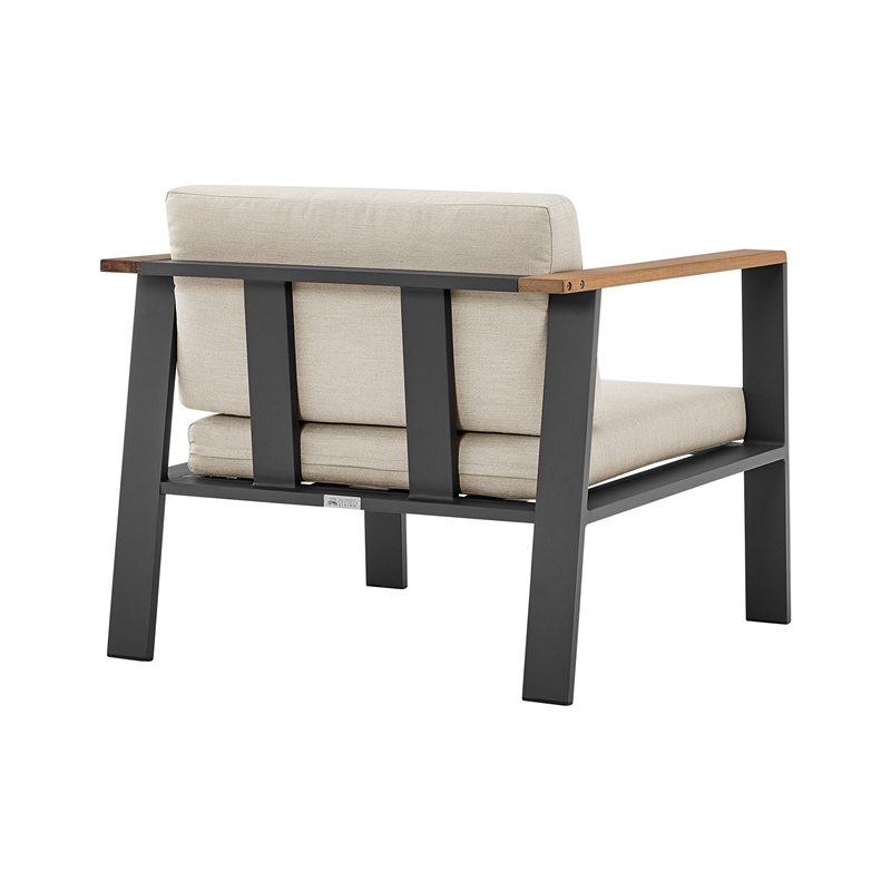 Armen Living Nofi 4-Piece Modern Wood Patio Sofa Set in Gray/Brown/Charcoal