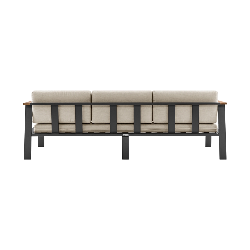 Armen Living Nofi 4-Piece Modern Wood Patio Sofa Set in Gray/Brown/Charcoal