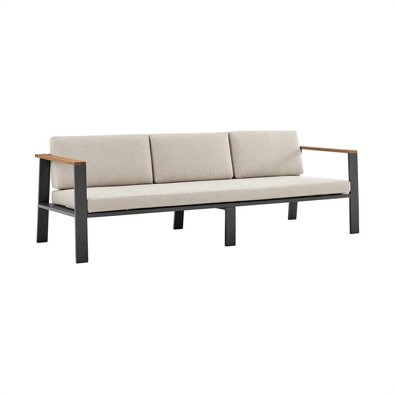 Armen Living Nofi 4-Piece Modern Wood Patio Sofa Set in Gray/Brown/Charcoal