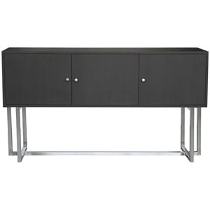 Armen Living Prague Modern Stainless Steel Storage Console Table in Gray