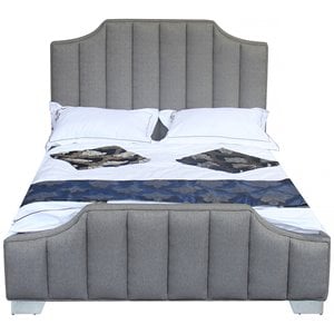 Armen Living Camelot Upholstered Modern Fabric Queen Panel Bed in Gray