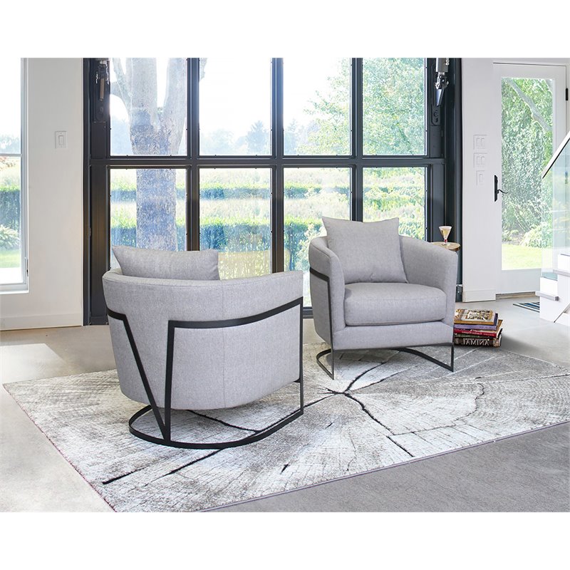 Armen Living Swan Modern Fabric & Iron Accent Chair in Gray/Black